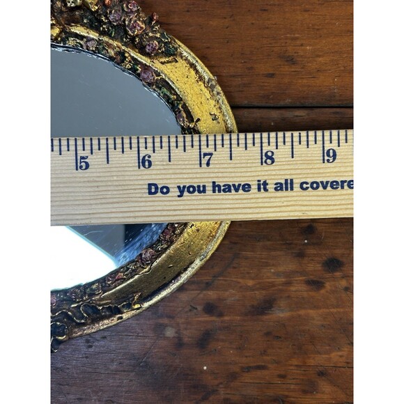Vintage Mini Gold Gilt Mirror W/Angels Cherubs Momparler 1870 - Picture 8 of 9